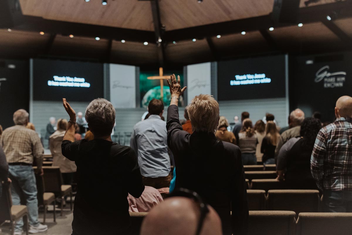 People worshiping at Calvary Community church